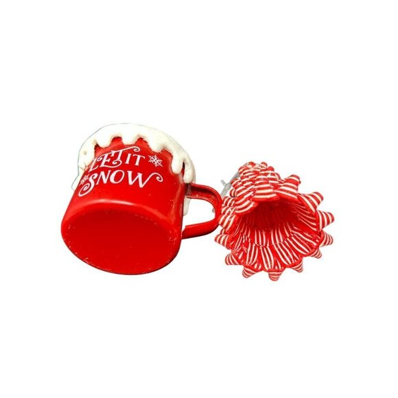Peppermint Tree Cocoa Mug Ornament Set Christmas Holiday Festive Candyland Red - Picture 5 of 7
